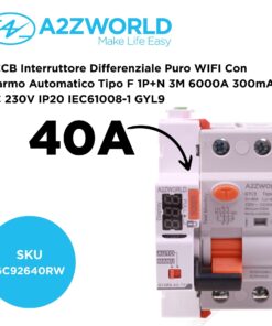 Alternative view of RCCB Interruttore Differenziale Puro WIFI Con Riarmo Automatico Tipo F 1P+N 3M 6000A 300mA AC 230V IP20 IEC61008-1 GYL9, Disponibili 16A 25A 32A 40A 63A (40A)