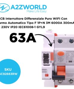 Alternative view of RCCB Interruttore Differenziale Puro WIFI Con Riarmo Automatico Tipo F 1P+N 3M 6000A 300mA AC 230V IP20 IEC61008-1 GYL9, Disponibili 16A 25A 32A 40A 63A (63A)