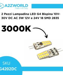 Alternative view of 2 Pezzi Lampadina LED G4 Bispina 10V-30V DC AC 3W 12V e 24V Bianco Caldo 3000K 20 SMD 2835 Cilindro Silicone