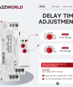 Alternative view of Relè Passo Passo Silenzioso, Relè Temporizzatore Modulare (0.1S-10D), 2 Funzione in Unico Relay, 1 Modulo Barra DIN, AC/DC12-240V, 2X16A, Funzione DC/AC 12V 24V 220V GRT8