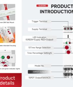 Relè Passo Passo Silenzioso, Relè Temporizzatore Modulare (0.1S-10D), 2 Funzione in Unico Relay, 1 Modulo Barra DIN, AC/DC12-240V, 2X16A, Funzione DC/AC 12V 24V 220V GRT8