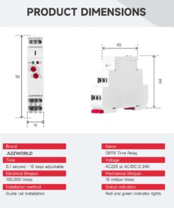 Relè Passo Passo Silenzioso, Relè Temporizzatore Modulare (0.1S-10D), 2 Funzione in Unico Relay, 1 Modulo Barra DIN, AC/DC12-240V, 2X16A, Funzione DC/AC 12V 24V 220V GRT8