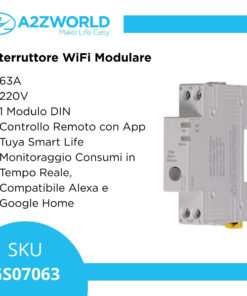 Alternative view of Interruttore WiFi Modulare 63A 220V, 1 Modulo DIN, Memoria, Controllo Remoto con App Tuya Smart Life, Monitoraggio Consumi in Tempo Reale, Compatibile Alexa e Google Home