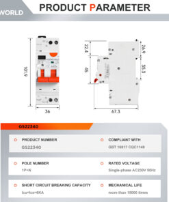 Alternative view of Interruttore Differenziale Magnetotermico WiFi con Riarmo Automatico e Display, Salvavita Tipo A Curva C 30mA, 220V 20-40A 2M, App Tuya con Misure: Corrente Residua, Intensità, Potenza, Tensione, Temperatura, Consumo