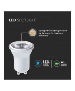 Lampadina Led Mini GU10 Piccolo 35mm 2W Freddo 6400K 38 Gradi Satinata Chip Smd Samsung Garanzia 5 Anni SKU-21871