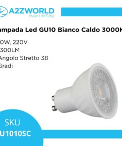 Lampada Led GU10 10W 1300LM Angolo Stretto 38 Gradi Bianco Caldo 3000K 220V D50X58mm