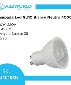 Lampada Led GU10 10W 1300LM Angolo Stretto 38 Gradi Bianco Neutro 4000K 220V D50X58mm