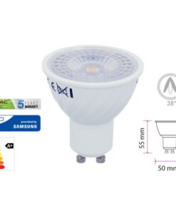 Lampada Led GU10 7W=60W 220V 38 Gradi Bianco Freddo 6400K Chip Samsung Garanzia 5 Anni Angolo Stretto SKU-167