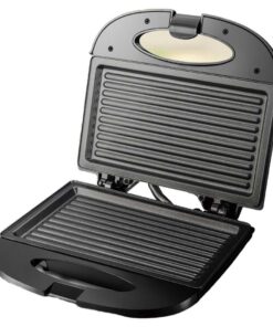 Piastra Tostapane 750W Tostiera Elettrica con Rivestamento Antiaderente Piastra Tosta e Griglia Misura 21x12cm Nero