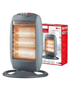 Stufa Alogena Oscillante 1200W con 3 Lampade in Alogena per Riscaldamento Rapido Silenziosa e Protezione Termica Nero