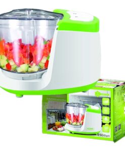 Tritatutto da Cucina Elettrico a Doppia Lame in Acciaio Inox 250W con 2 Velocita Vassoio in Vetro Temperato Capacita 400ml Verde