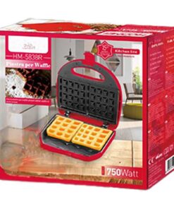 Piastra per Waffle Panini 750W Machina Elettrico Waffle a 2 Posti con Rivestimento Antiaderente Piastra Misura 22.6x12.6cm Rosso