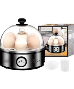 Cuociuova in Alluminio 350W con 7 Posti per Uova Facile da Sbucciare Morbide Medie Dure con Contenitore per Omellete Spegnimento Automatico