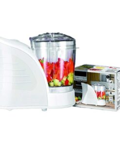 Tritatutto da Cucina Elettrico a Doppia Lame in Acciaio Inox 200W con 2 Velocita Vassoio in Vetro Temperato Capacita 400ml Bianco