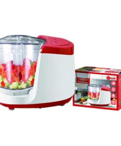 Tritatutto da Cucina Elettrico a Doppia Lame in Acciaio Inox 250W con 2 Velocita Vassoio in Vetro Temperato Capacita 400ml Rosso