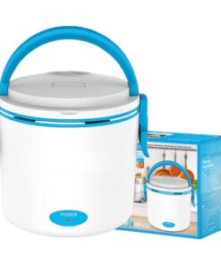 Scaldavivande Elettrico 40W Riscalda Porta Pranzo Lunchbox con 2 Contenitori Plastica 0.5L e Alluminio 0.7L Cavo Staccabile Blu