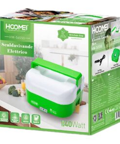 Scaldavivande Elettrico 1.6L 40W Riscalda Porta Pranzo Lunchbox con 4 Posti e 1 per Zuppa Compatibile per Auto e Casa 12V 220V Verde