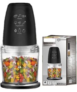 Tritatutto da Cucina Elettrico con Modalita Rapido 260W con Lama in Acciaio Inox Vassoio Capicita Max 500mL Nero