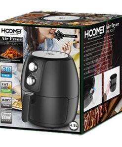 Friggitrice ad Aria 4.5L 1500W Temperatura Max 200gradi con Cestello Rimovibile Antiaderente con Timer 30min Acustico Nero