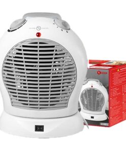Termoventilatore Elettrico Rotondo Silenzioso con 2 Modalita 1000W 2000W Livelli Regolabile con Autoprotezione Surriscaldamento Bianco