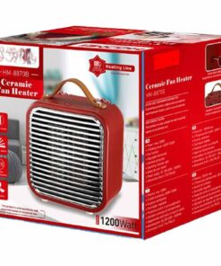 Mini Termoventilatore in Ceramica con Potenza Regolabile 600W 1200W con Autoprotezione Surriscaldamento Quadrato Rosso