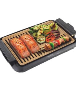 Piastra Grill Elettrica 1000W Rivestimento Antiaderente con Termostato Regolabile e Raccoglitore di Grasso Rimovibile 38.2x25.2cm