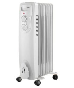 Radiatore ad Olio con 3 Livelli di Riscaldamento 600W 900W 1500W con 7 Elementi con Ruote Spostamento con Autoprotezione Bianco