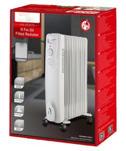 Radiatore ad Olio con 3 Livelli di Riscaldamento 1000W 1500W 2500W con 11 Elementi con Ruote Spostamento con Autoprotezione Bianco