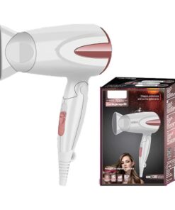 Alternative view of Asciugacapelli Professionale 1300W con 2 Velocita Temperatura con Manico Pieghevole e Gancio per Appendere Bianco Rosa