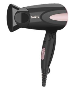 Asciugacapelli Professionale 1300W con 2 Velocita Temperatura con Manico Pieghevole e Gancio per Appendere Nero Rosa