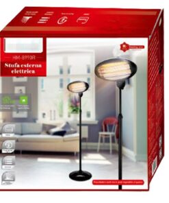 Alternative view of Stufa Elettrica da Esterno IP34 650W 1350W 2000W con 3 Elementi Quarzo per Riscaldamento Rapido Altezza Regolabile Max 2m Nero