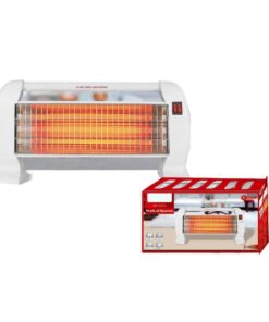 Stufa Elettrico al Quarzo 1200W con 3 Lampade al Quarzo per Riscaldamento Rapido Bianco 2 Interruttore per Livello Potenza Bianco