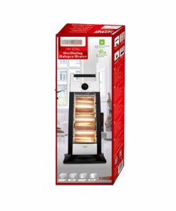 Alternative view of Stufa Alogena Oscillante 400W 800W 1200W con 3 Lampade Alogena per Riscaldamento Rapido con Griglia di Protezione in Metallo Nero