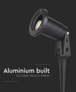 Picchetto in Alluminio con Portalampada GU10 Orientabile 88*75*245mm Colore Nero IP65 10372