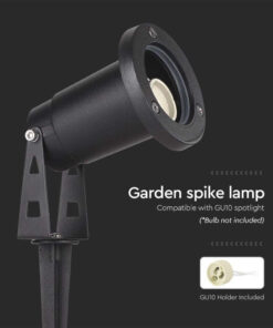 Picchetto in Alluminio con Portalampada GU10 Orientabile 88*75*245mm Colore Nero IP65 10372