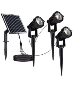 Faretti LED da Giardino 3*1.2W con Picchetto e Pannello Solare Colore Nero 3000K IP65 SKU-20489