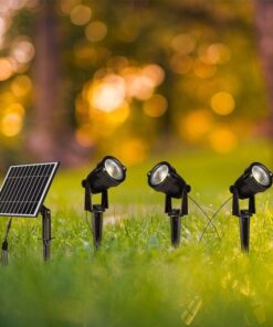 Faretti LED da Giardino 3*1.2W con Picchetto e Pannello Solare Colore Nero 3000K IP65 SKU-20489