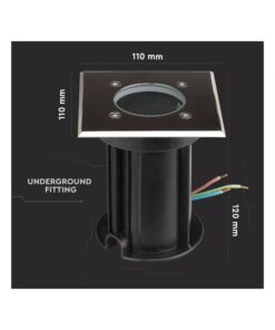 Faretto Quadrato Per Lampada GU10 Calpestabile Segnapasso Incasso da Pavimento IP65 Carrabile Acciaio SKU-7516