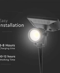 Faretto LED da Giardino con Picchetto Colore Nero Con Pannello Solare 2W 6400K IP65 SKU-6662