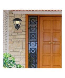 Lampada Da Parete Lanterna Giardino Attacco E27 Garden Wall Lamp IP44 Facing Up Colore Nero SKU-7046