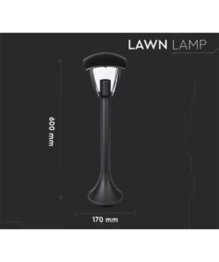Lampada Da Terra Per Giardino Esterno IP44 Altezza 600mm Attacco E27 Garden Lamp Colore Nero SKU-7059