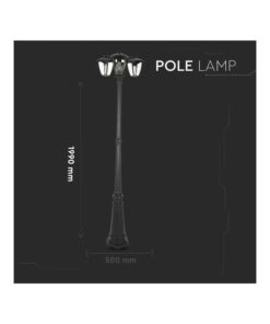 Palo Da Terra Lampada Per Giardino Esterno IP44 Altezza 1990mm Tripla E27 Colore Nero SKU-7063