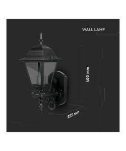Lampada Da Parete Lanterna Giardino Attacco E27 Garden Wall Lamp IP44 Colore Nero Modello Classico SKU-7519