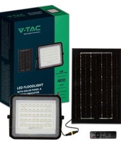 Faro LED con Telecomando e Pannello Solare 6W 400LM Indicatore Batteria Cavo da 3m Colore Nero 4000K SKU-7822