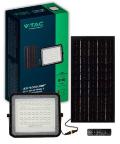 Faro LED con Telecomando e Pannello Solare 10W 800LM Indicatore Batteria Cavo da 3m Colore Nero 4000K SKU-7824