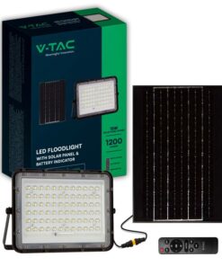 Faro LED con Telecomando e Pannello Solare 15W 1200LM Indicatore Batteria Cavo da 3m Colore Nero 4000K SKU-7826