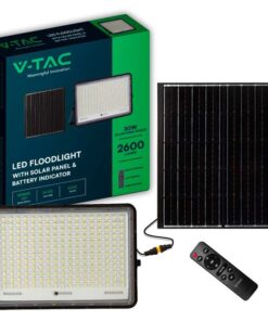 Faro LED con Telecomando e Pannello Solare 30W 2600LM Indicatore Batteria Cavo da 3m Colore Nero 4000K SKU-7830