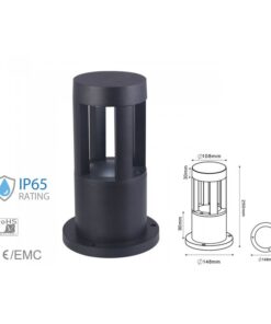 Lampada Led Da Terra 10W Per Giardino Altezza 250mm Freddo 6400K Carcassa Nera Esterno IP65 SKU-8324