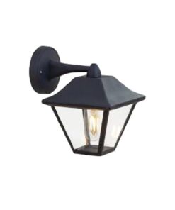 Lampada da Muro a Lanterna Giardino in Vetro Attacco E27 Colore Nero Opaco IP44 Classica SKU-8686