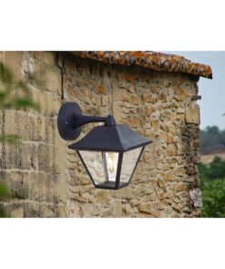 Alternative view of Lampada da Muro a Lanterna Giardino in Vetro Attacco E27 Colore Nero Opaco IP44 Classica SKU-8686